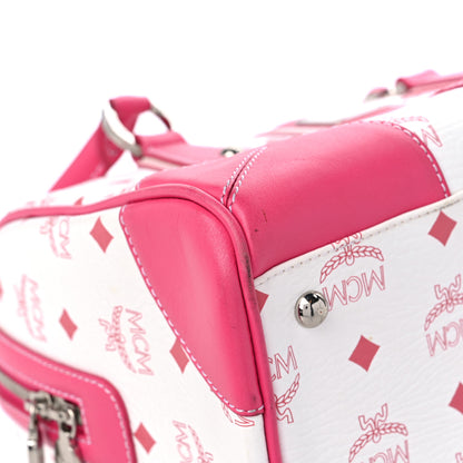 MCM Visetos Medium Boston Bag Pink White 8 of 15