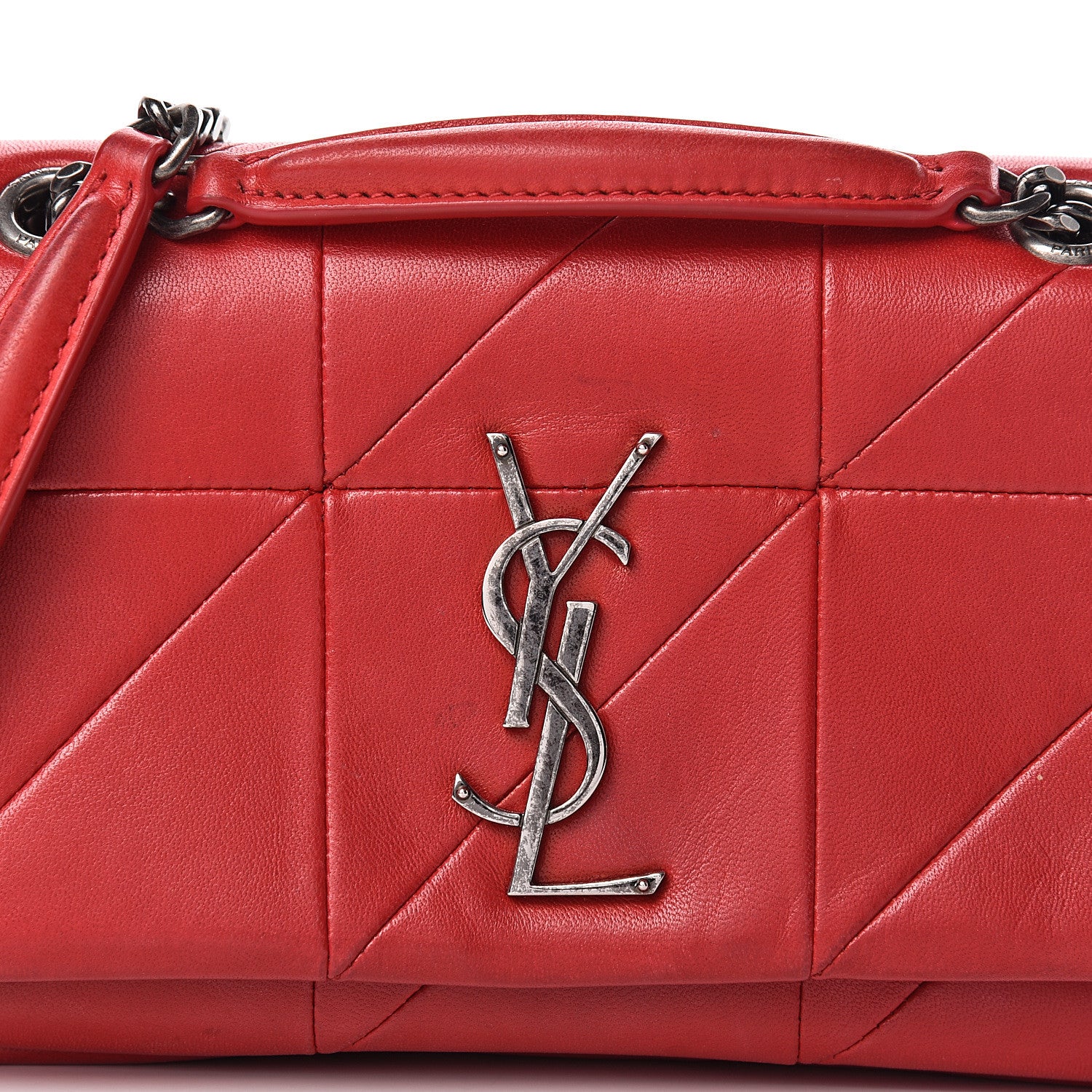 Saint Laurent Lambskin Patchwork Monogram Small Jamie Red 9 of 22