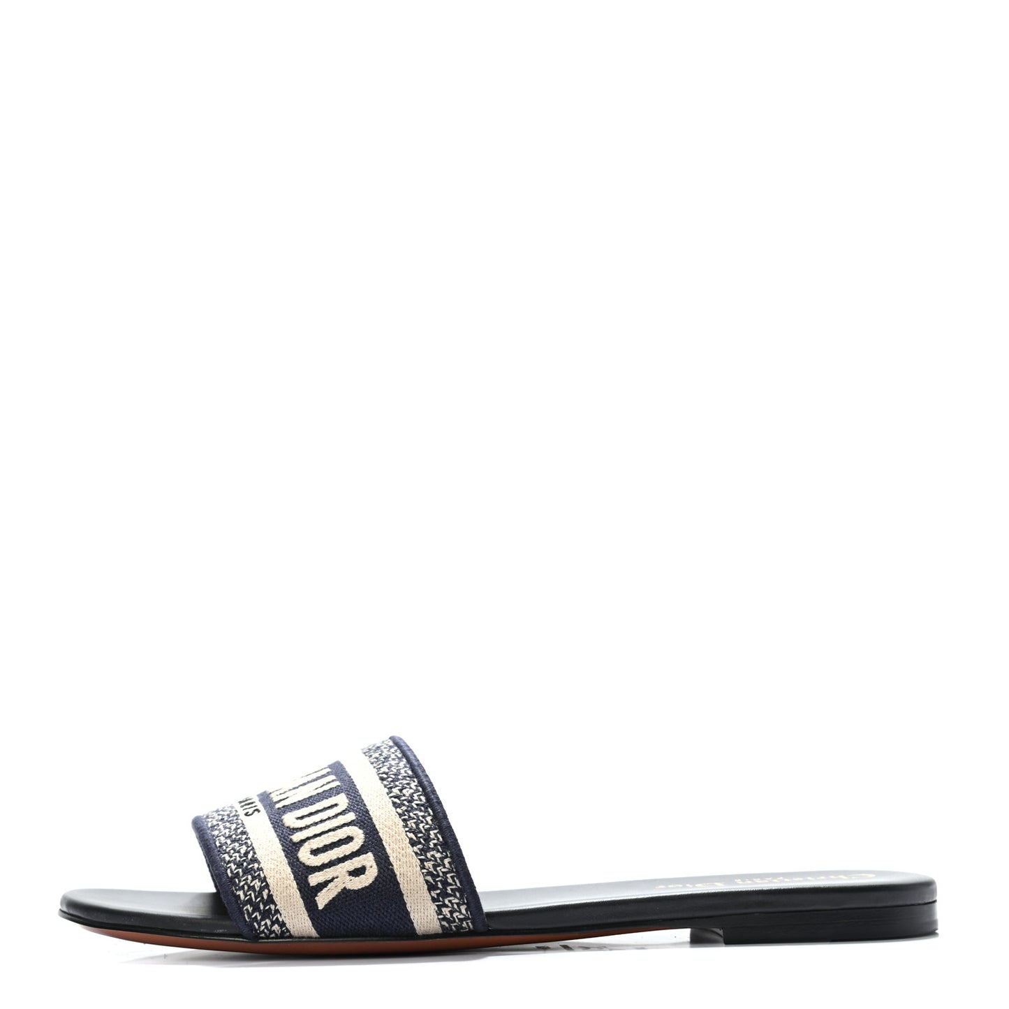 Canvas Embroidered Dway Mules Slide Sandals 38 Deep Blue