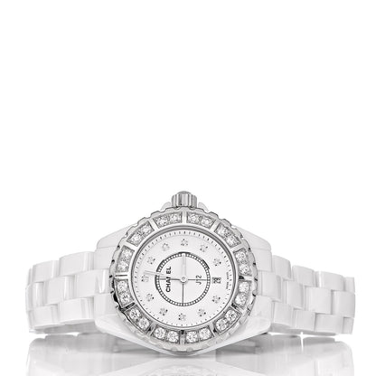 Chanel Stainless Steel Ceramic Diamond 33mm J12 Quartz Watch White 3 of 8