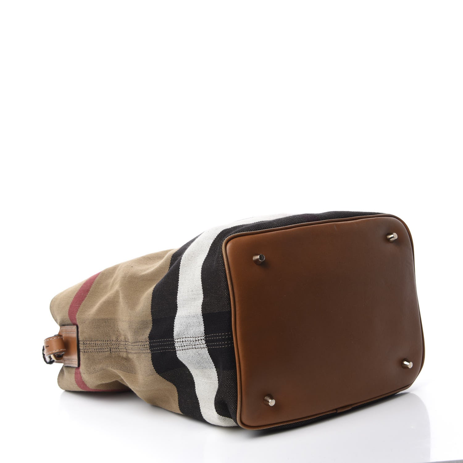 Burberry Canvas Mega Check Medium Ashby Hobo Saddle Brown 4 of 9