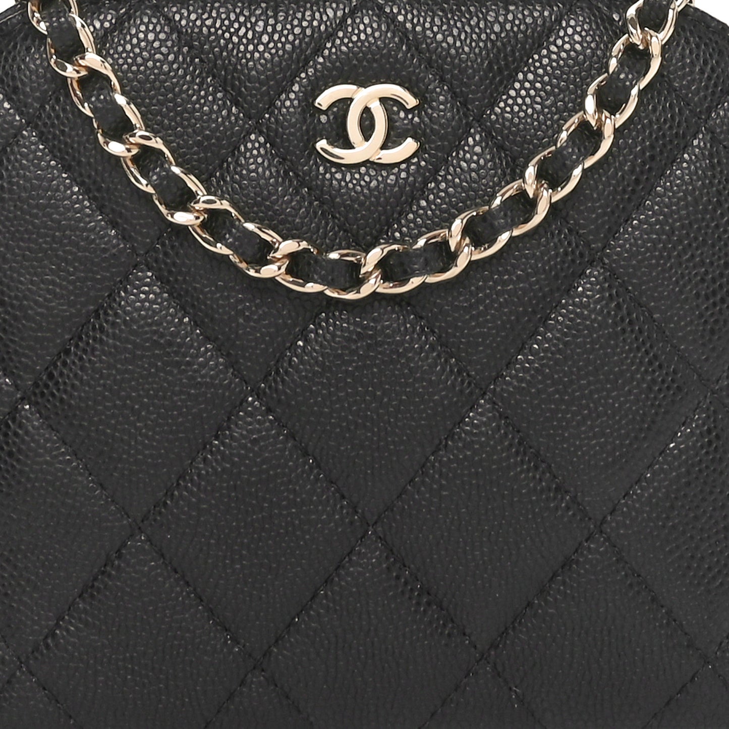 Caviar Quilted Classic Clutch With Chain Black