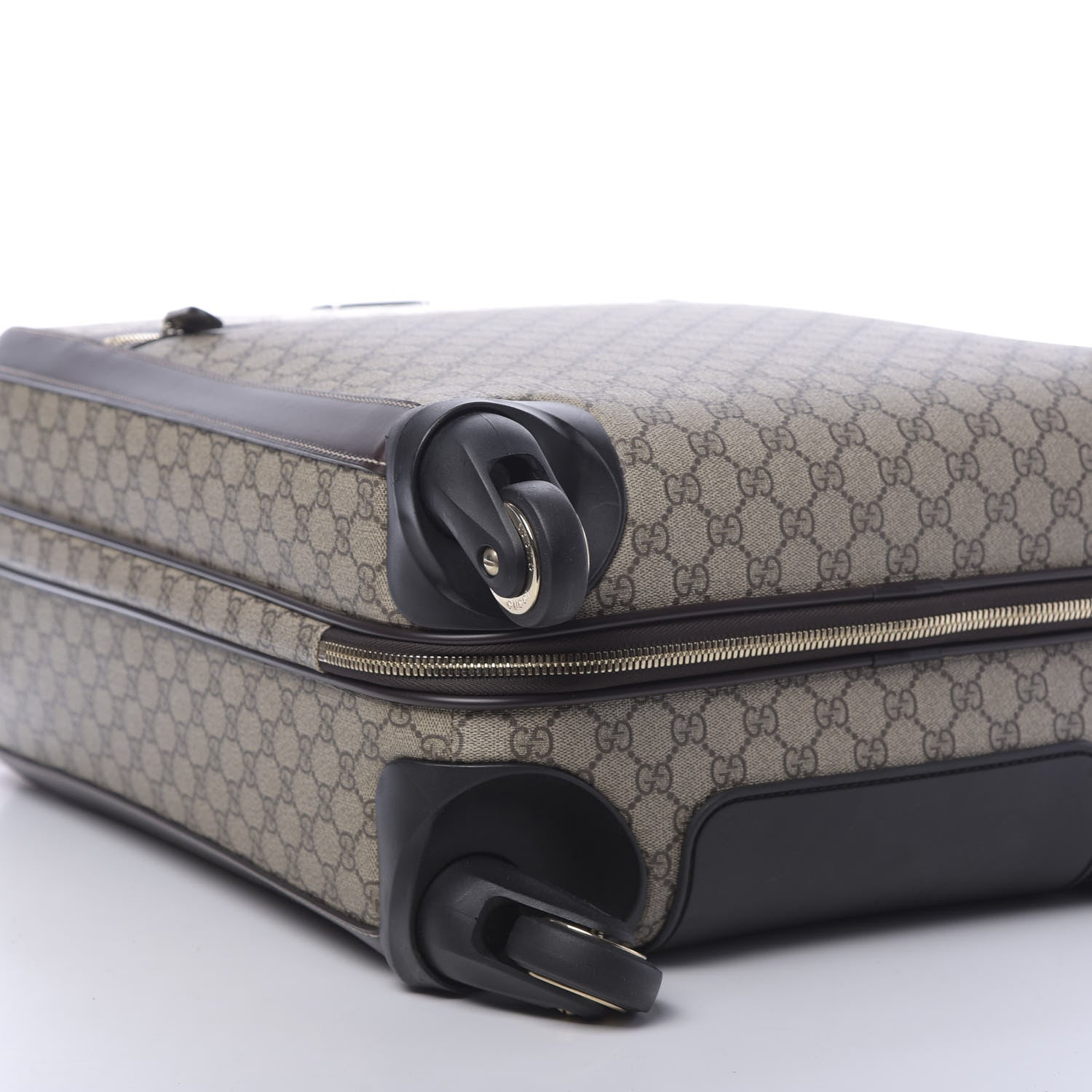 Gucci GG Supreme Monogram Selleria Calfskin Four Wheel Carry On Suitcase Beige Ebony Cocoa 8 of 11