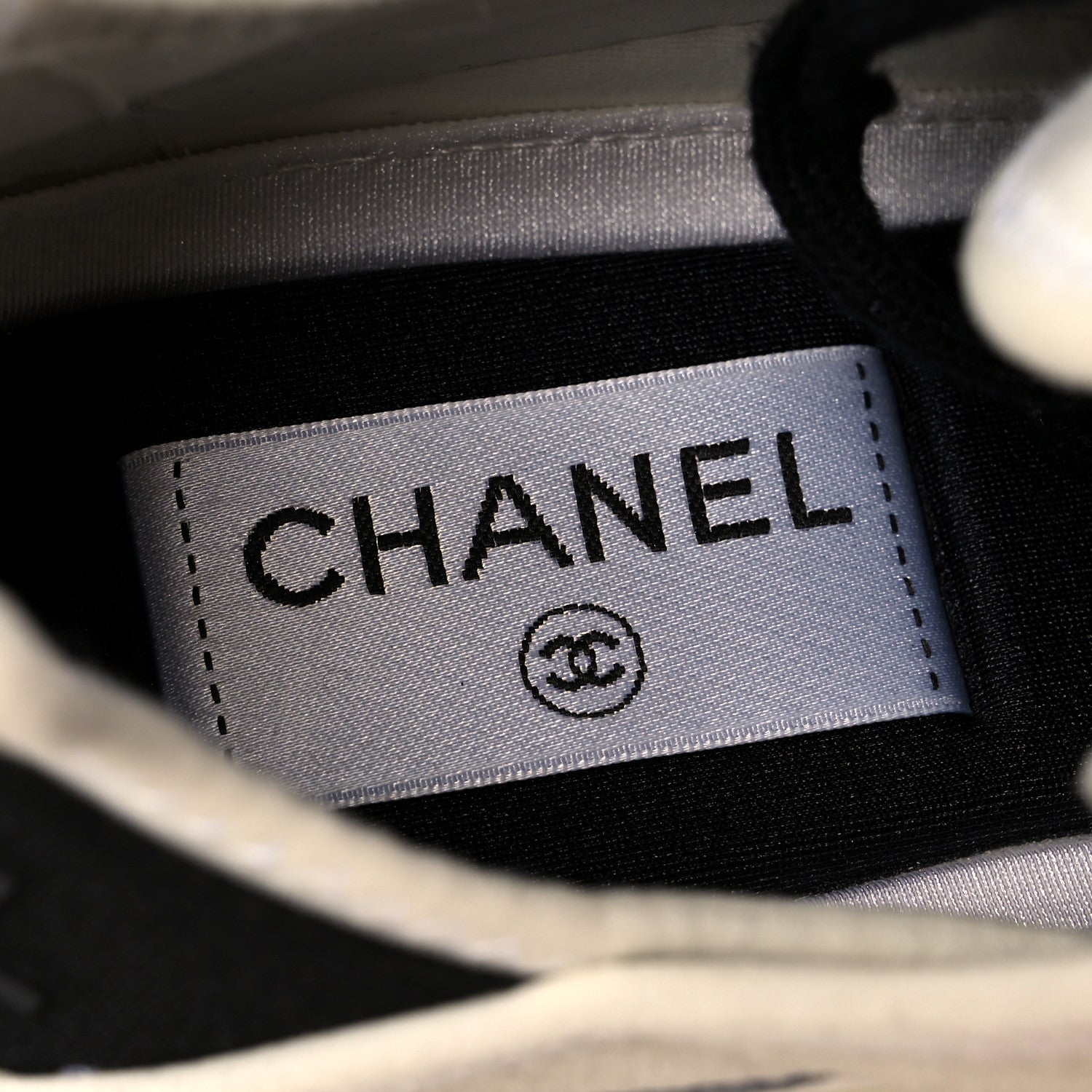 Chanel Velvet Calfskin Mixed Fibers CC Sneakers 36.5 Ivory Black 7 of 8