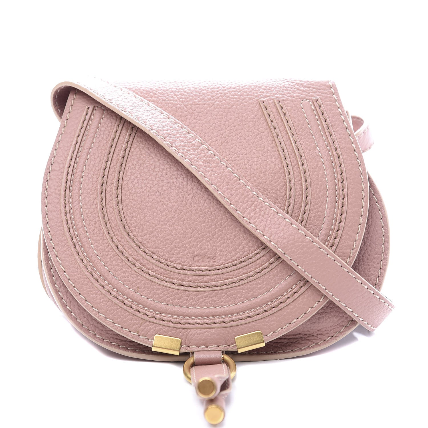 Chloe Grained Calfskin Small Marcie Saddle Bag Anemone Pink 1 of 11