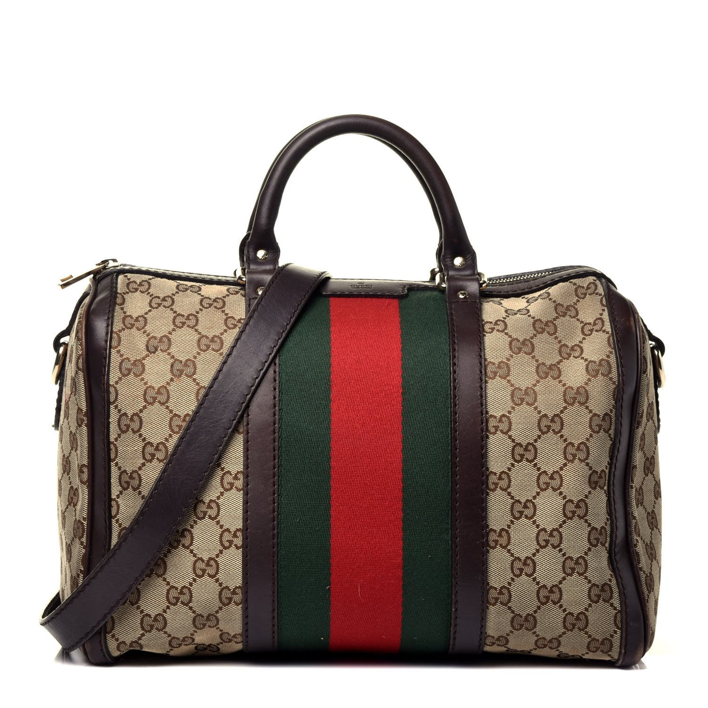 Monogram Vintage Web Medium Boston Dark Brown