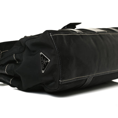 Prada Soft Calfskin Nylon Buckle Shoulder Bag Black 4 of 15