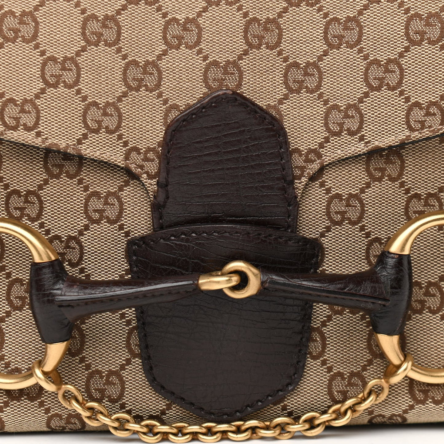 Monogram Horsebit Chain Flap Shoulder Bag Brown