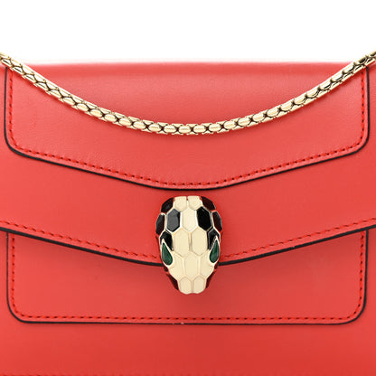 Bulgari Calfskin Serpenti Forever Mini Flap Clutch Red 8 of 17