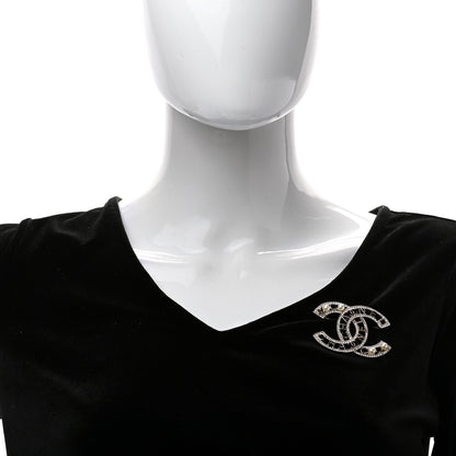 Chanel Crystal Pearl Coco CC Logo Brooch Gold 2 of 3
