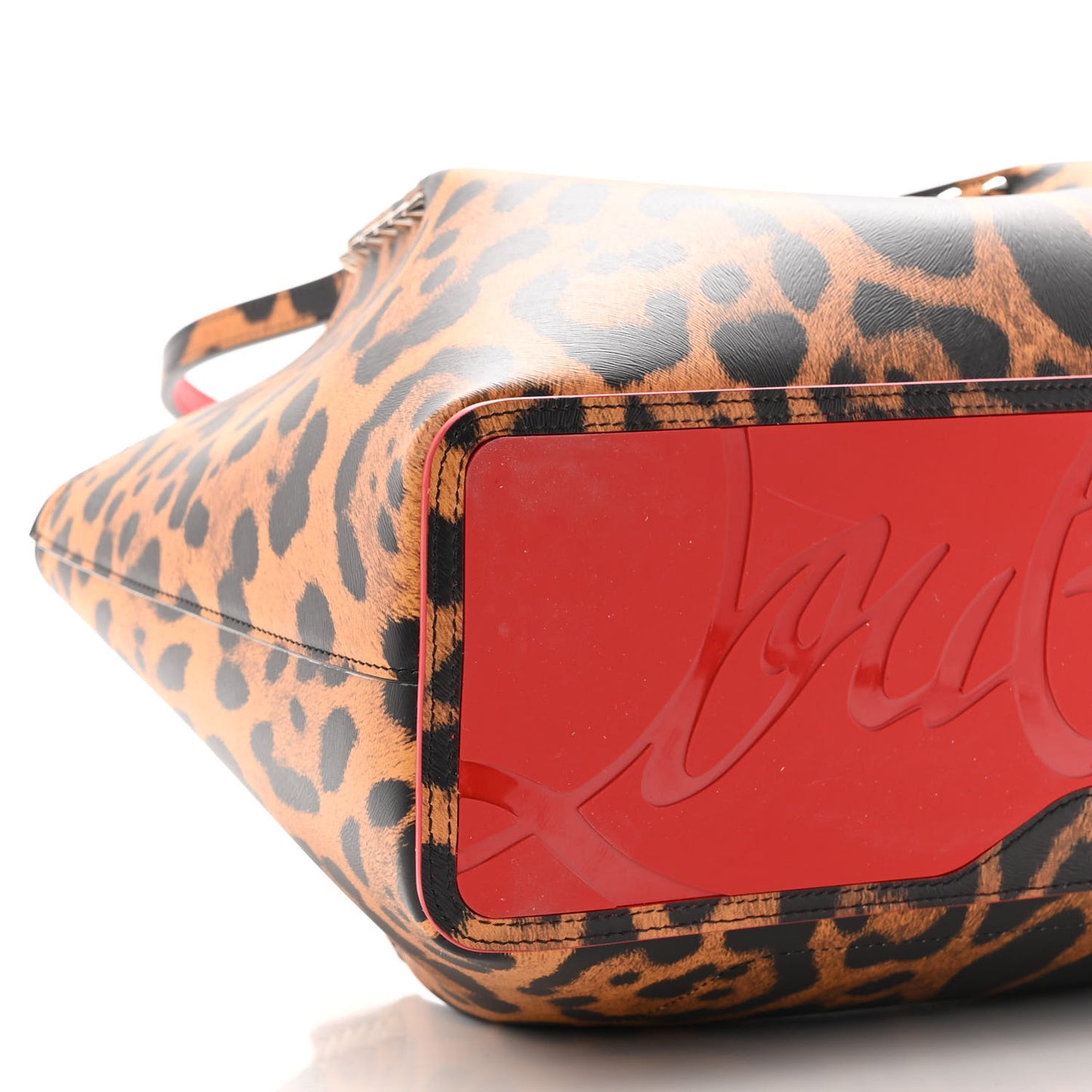 Calfskin Empire Leopard Print Spiked Cabarock Shopper Tote Spicy