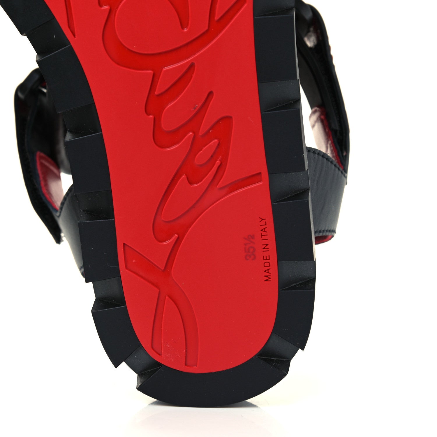 Christian Louboutin Calfskin Velcrissimo Flat Sandals 35.5 Black 8 of 12