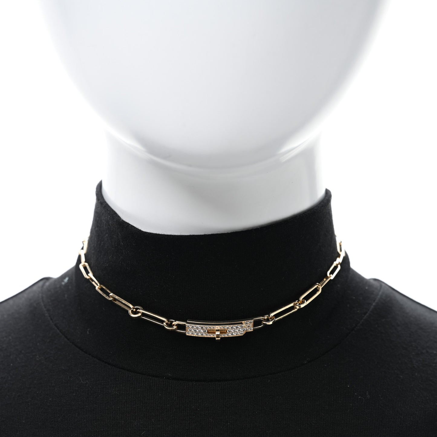 18K Rose Gold Diamond Pave Kelly Chaine Choker Necklace