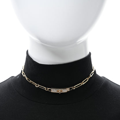 Hermes 18K Rose Gold Diamond Pave Kelly Chaine Choker Necklace 2 of 6