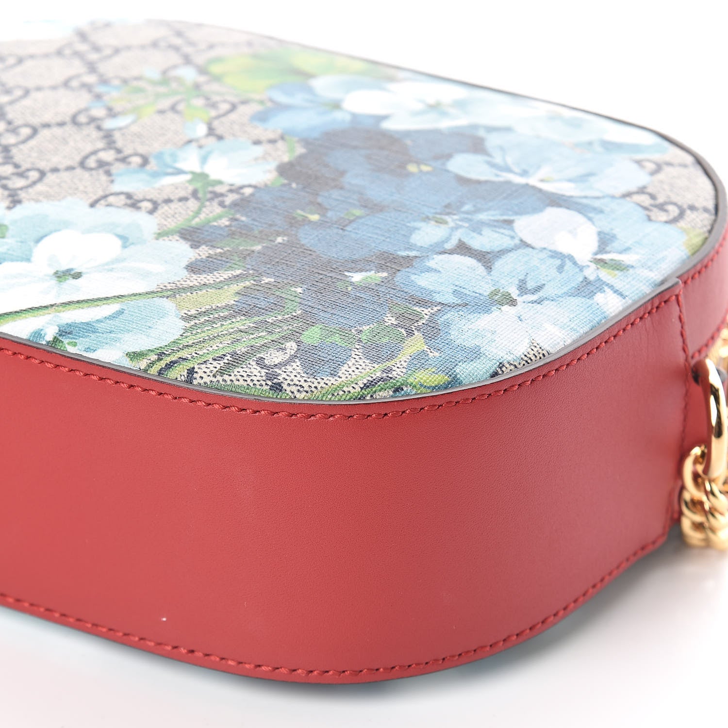 Gucci GG Supreme Monogram Blooms Mini Chain Shoulder Bag Beige Blue Navy Hibiscus Red 9 of 9