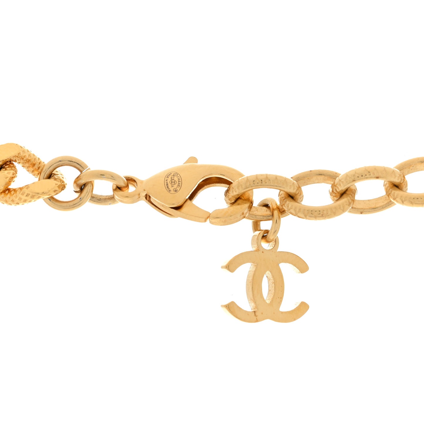 Crystal Chain Link CC Choker Necklace Gold