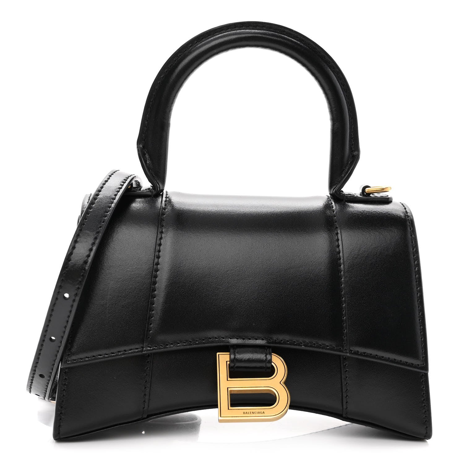 Balenciaga Shiny Box Calfskin Hourglass Top Handle Bag XS Black 1 of 10