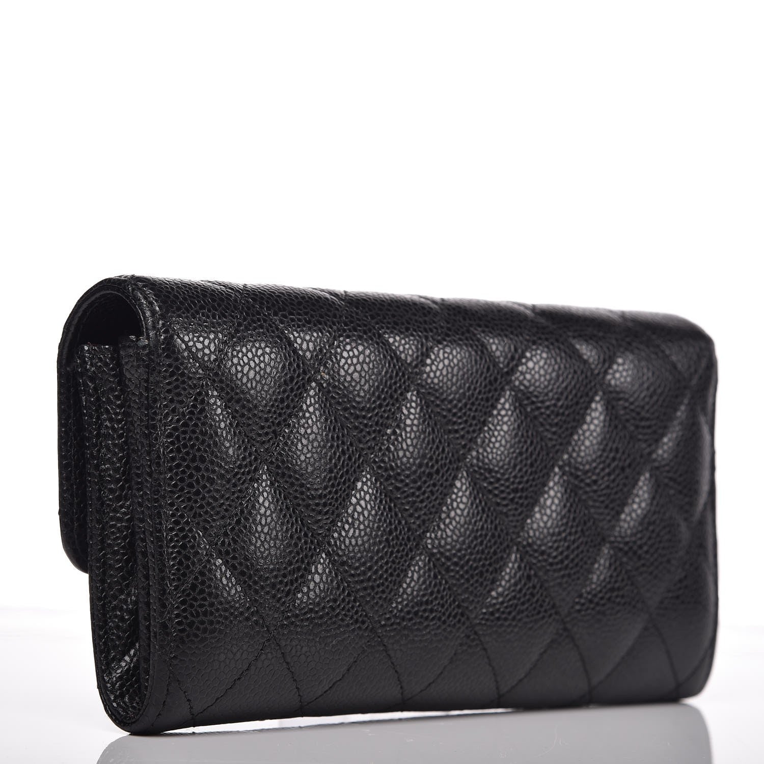 Chanel Caviar Quilted Large Gusset Flap Wallet Black 3 of 9