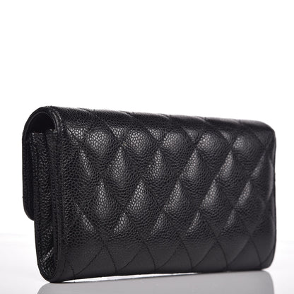 Chanel Caviar Quilted Large Gusset Flap Wallet Black 3 of 9