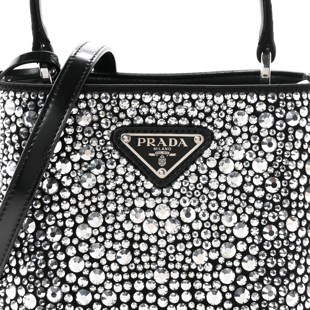 Prada Satin Crystal Small Panier Bucket Bag Metal 8 of 11