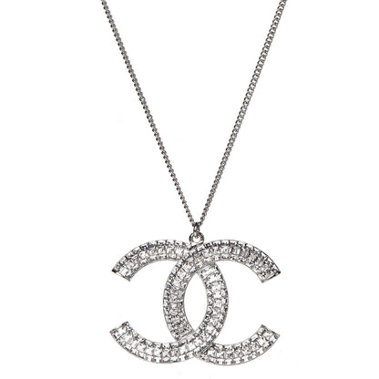 Chanel Baguette Crystal CC Necklace Silver 1 of 6