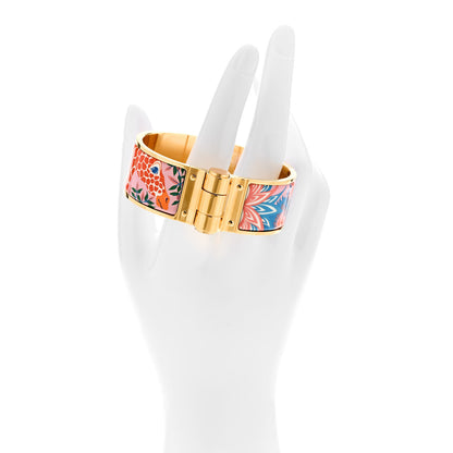 Hermes Enamel Printed The Three Graces Print Wide Hinged Bracelet L Tropique 2 of 4