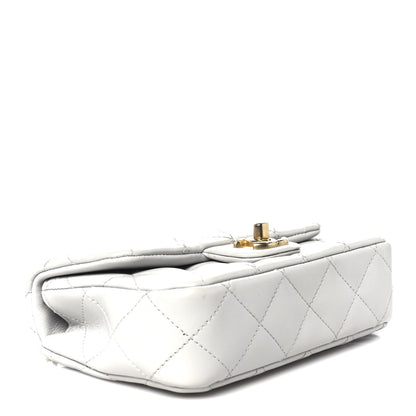 Chanel Shiny Lambskin Quilted Mini Sweetheart Flap Light Grey 4 of 11