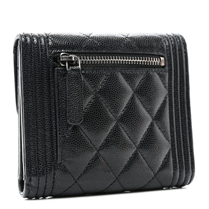 Chanel Caviar Quilted Compact Boy Wallet Black 3 of 8