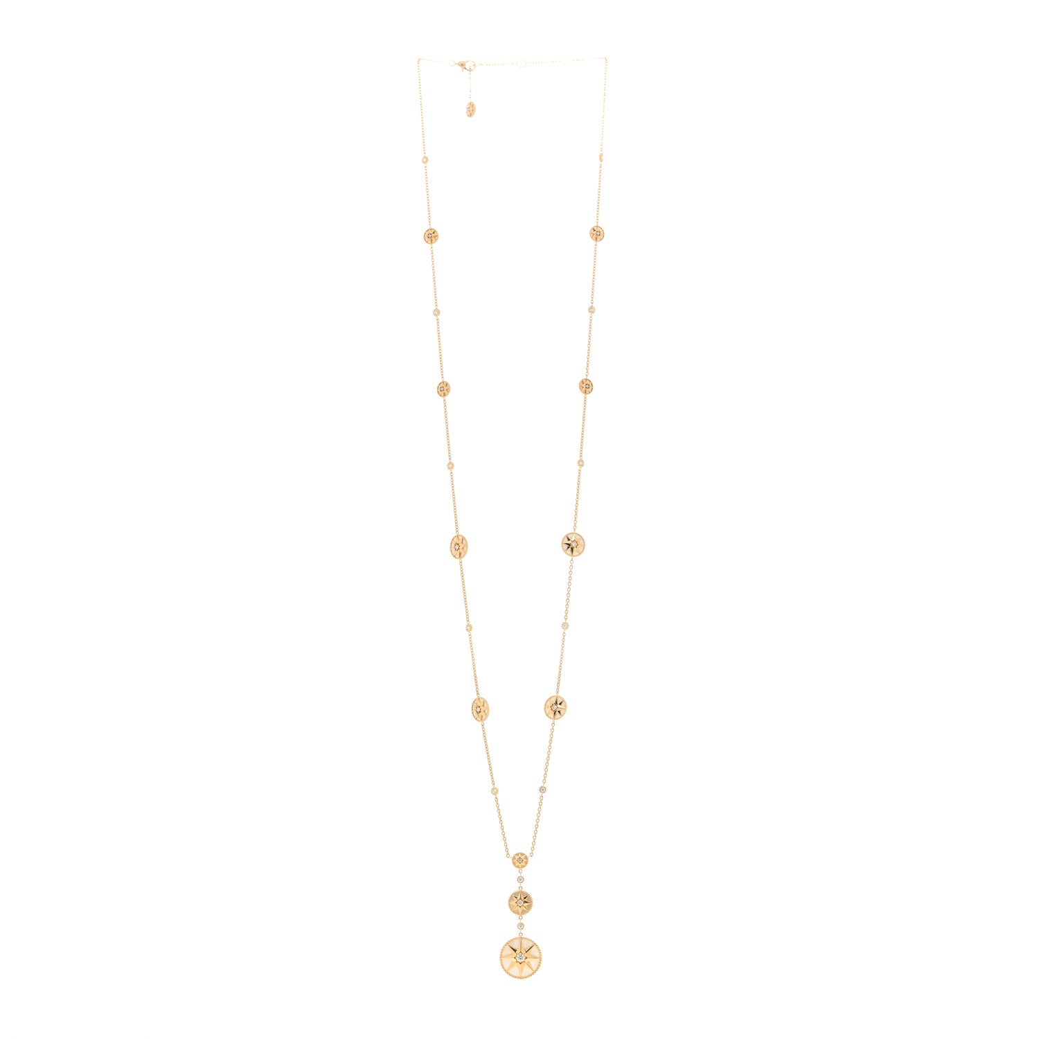Christian Dior 18K Yellow Gold Diamond Mother of Pearl Rose Des Vents Long Necklace 3 of 5