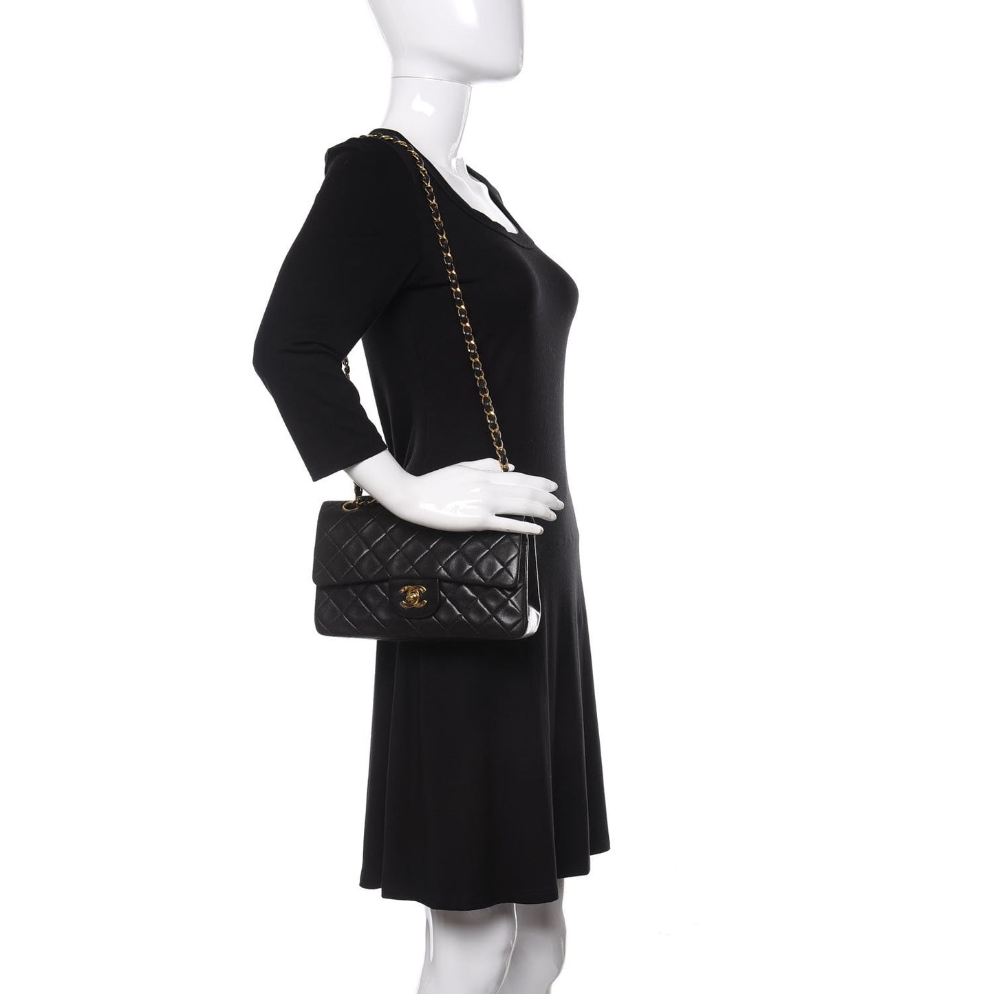 Lambskin Quilted Small Double Flap Black