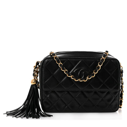 Chanel Lambskin Quilted CC Tassel Camera Case Black 1 of 11
