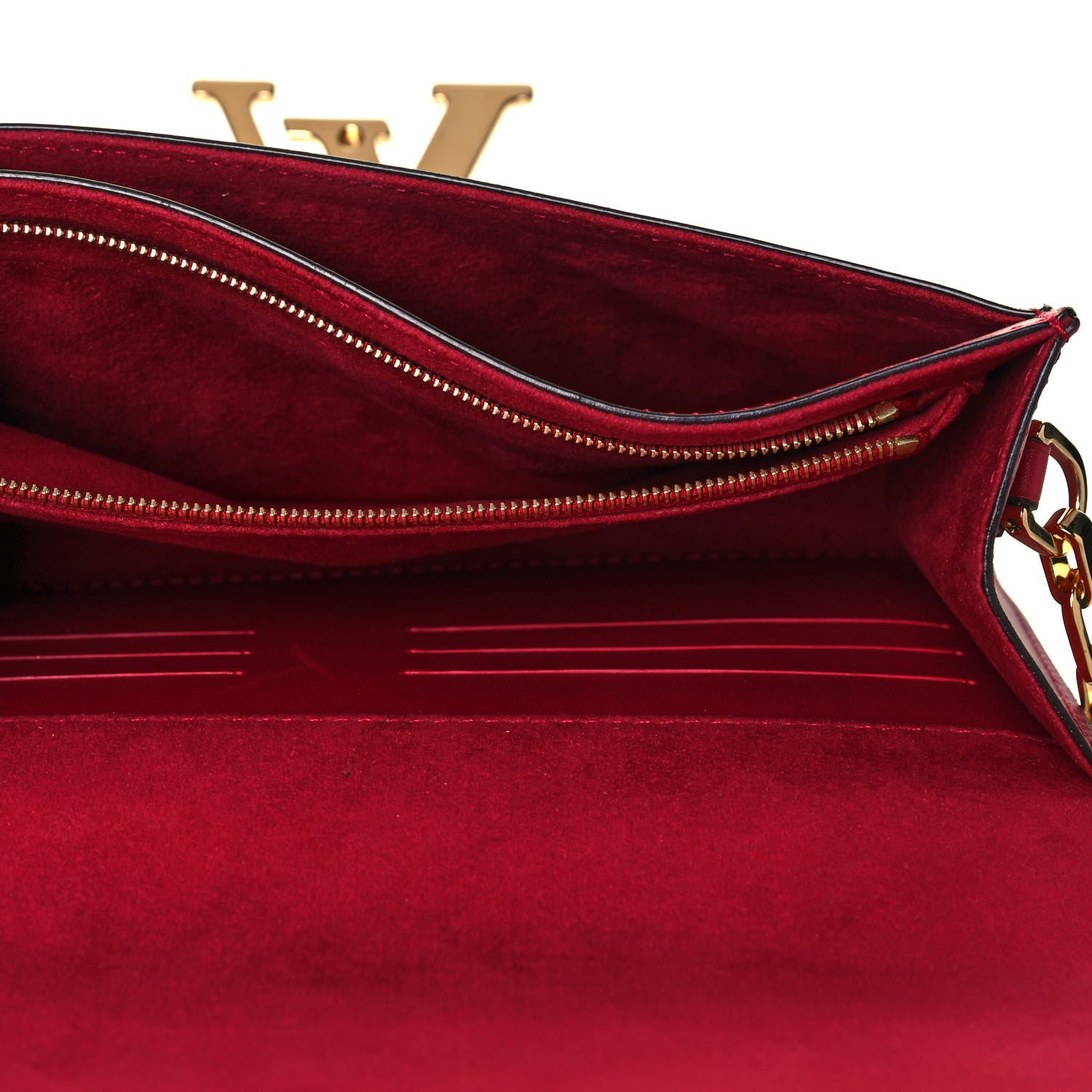 Louis Vuitton Calfskin Chain Louise MM Red 4 of 12