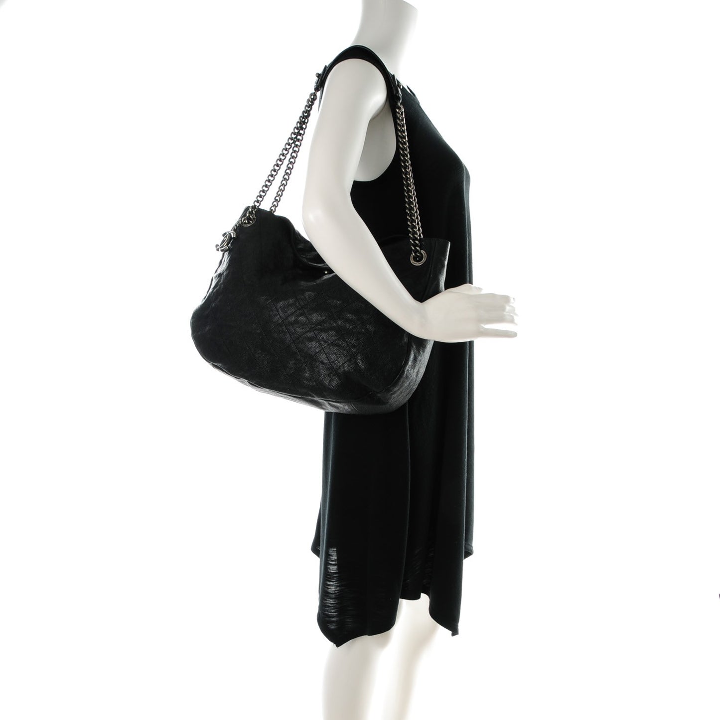 Caviar Quilted Simply CC Hobo Black