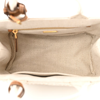 Prada Linen Vitello Mini Logo Tote Natural 6 of 10