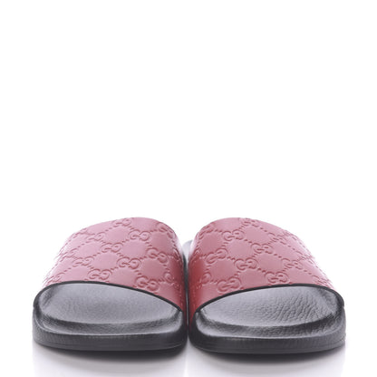Gucci Guccissima Signature Womens Slide Sandals 40 Hibiscus Red 2 of 6