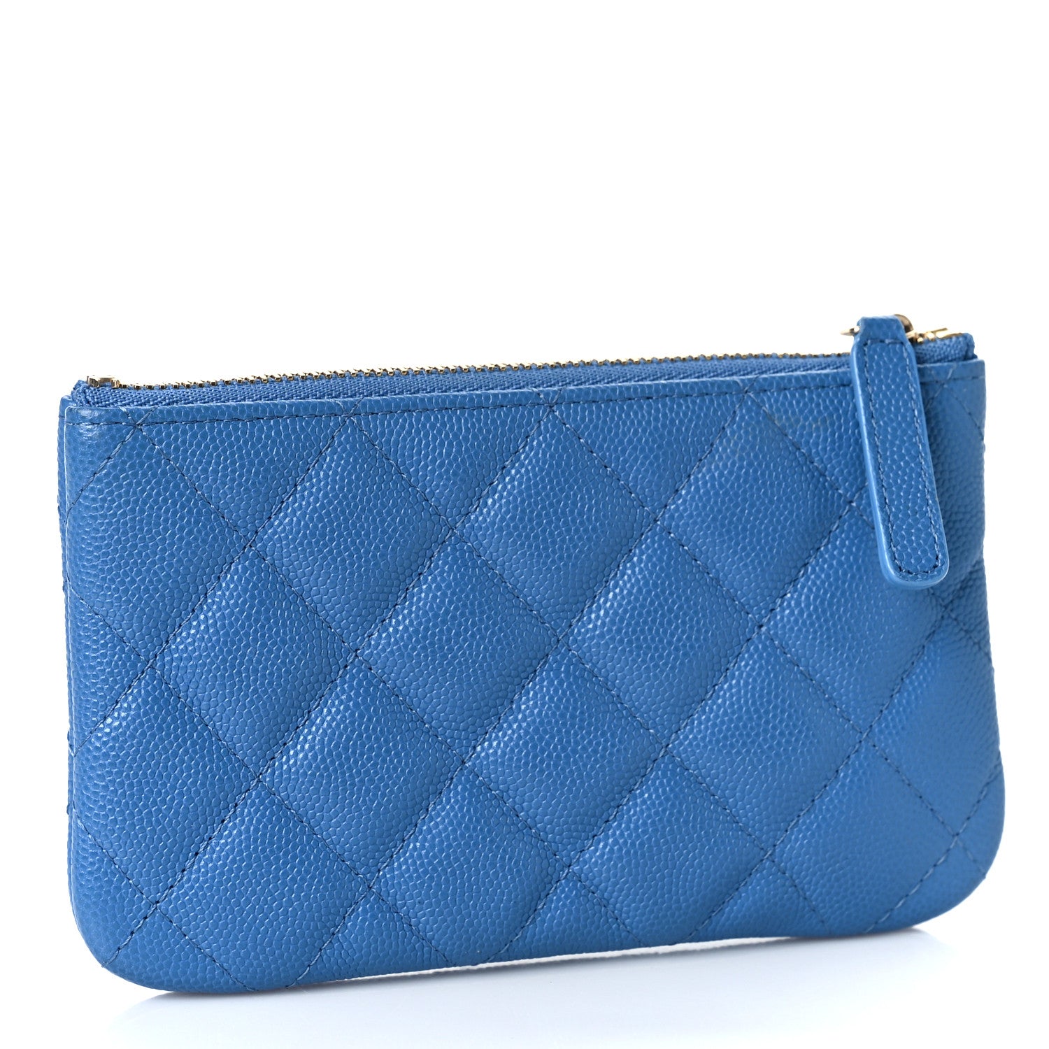 Chanel Caviar Quilted Small Cosmetic Case Blue 3 of 9