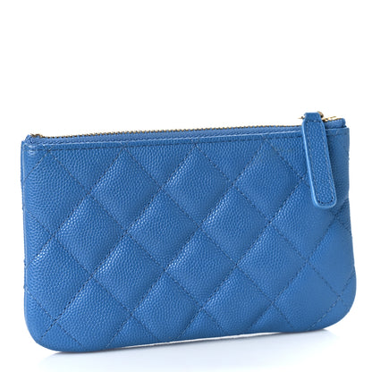 Chanel Caviar Quilted Small Cosmetic Case Blue 3 of 9
