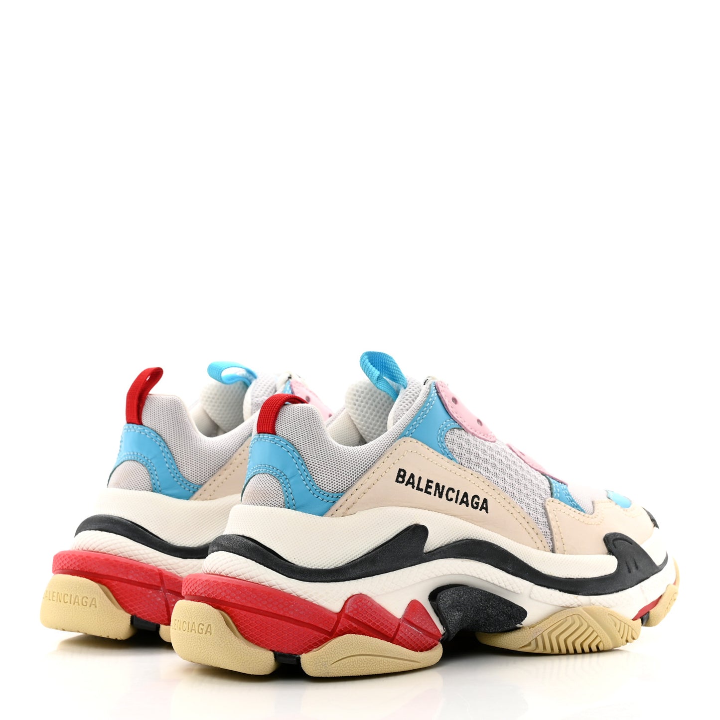 Fabric Mesh Womens Triple S Sneakers 35 White Blue Pink