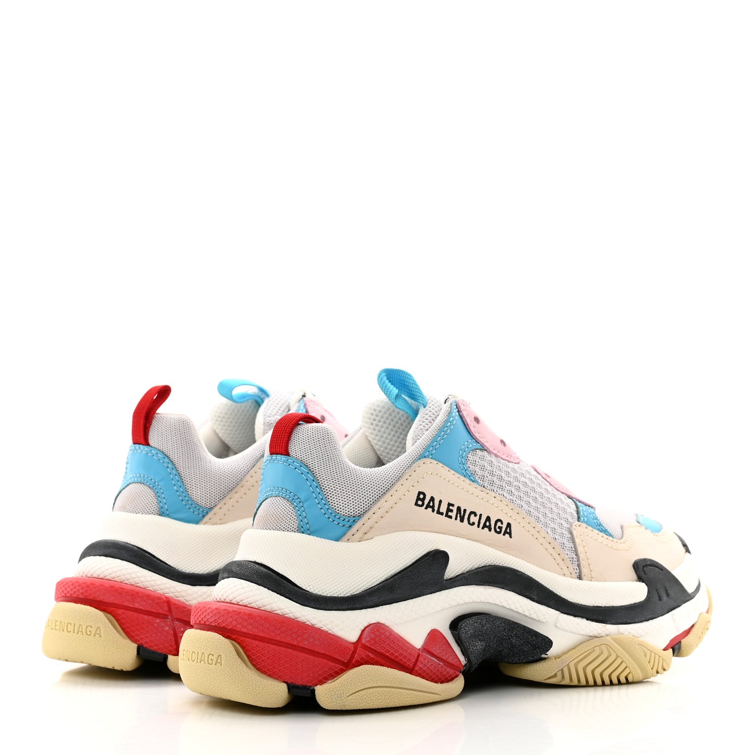 Balenciaga Fabric Mesh Womens Triple S Sneakers 35 White Blue Pink 4 of 7