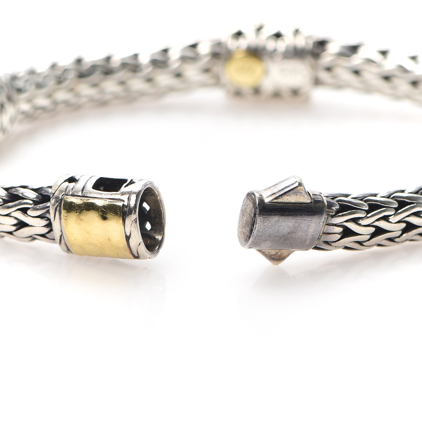 Sterling Silver 22K Yellow Gold 10mm Classic Chain Hammered Bracelet