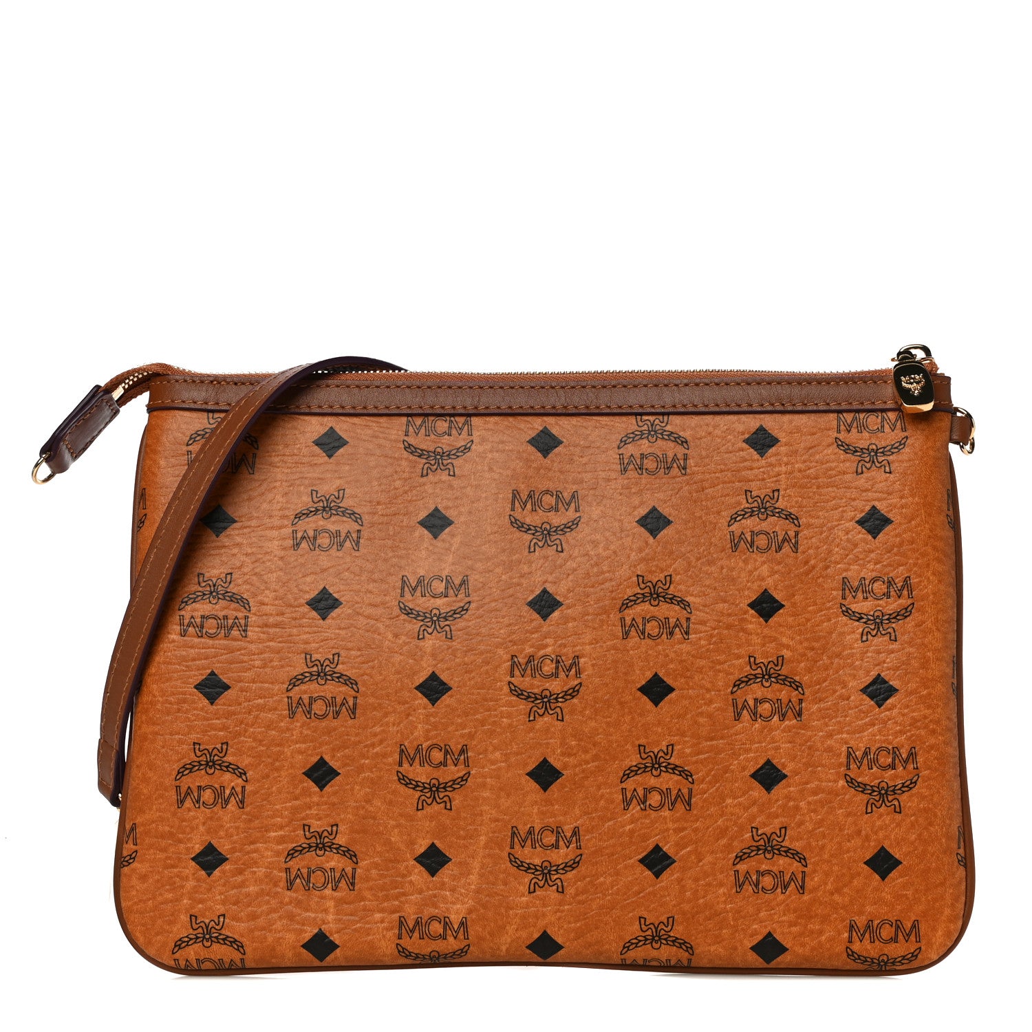 MCM Visetos Liz Shopper Tote Pouch Cognac 1 of 10