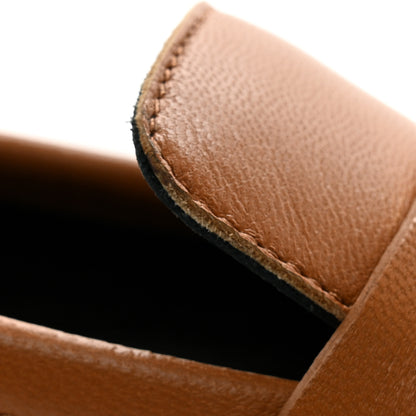 Hermes Goatskin Womens Paris Loafers 37.5 Naturel Black 9 of 13