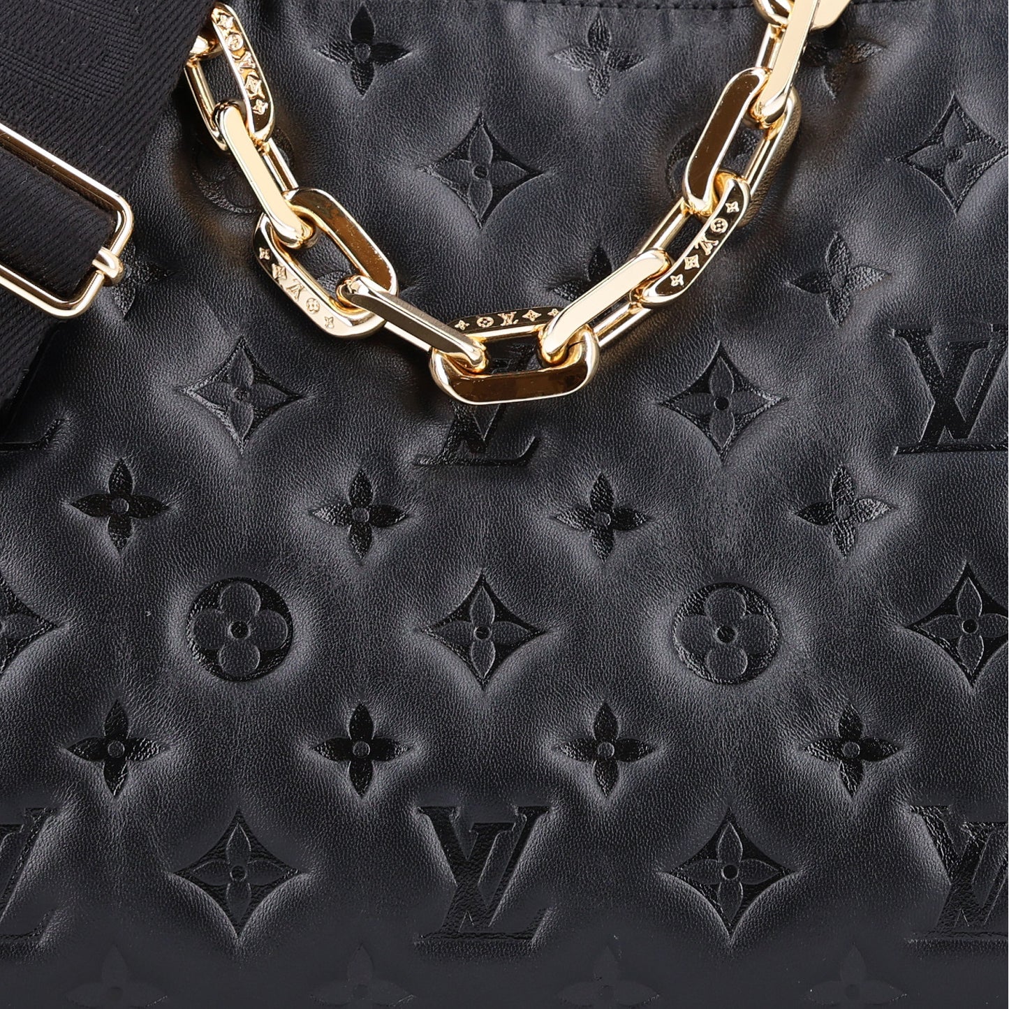 Lambskin Embossed Monogram Coussin PM Black