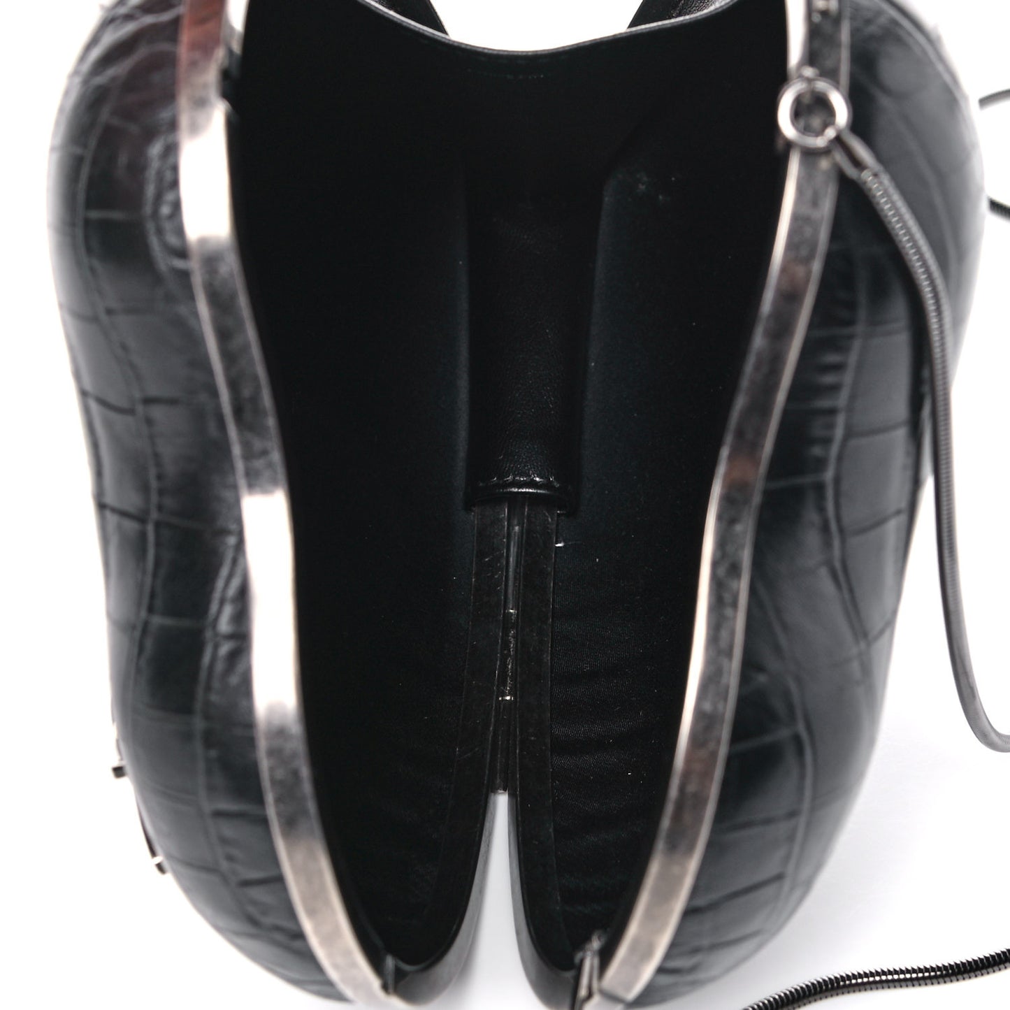 Calfskin Crocodile Embossed Monogram Love Box Bag Black