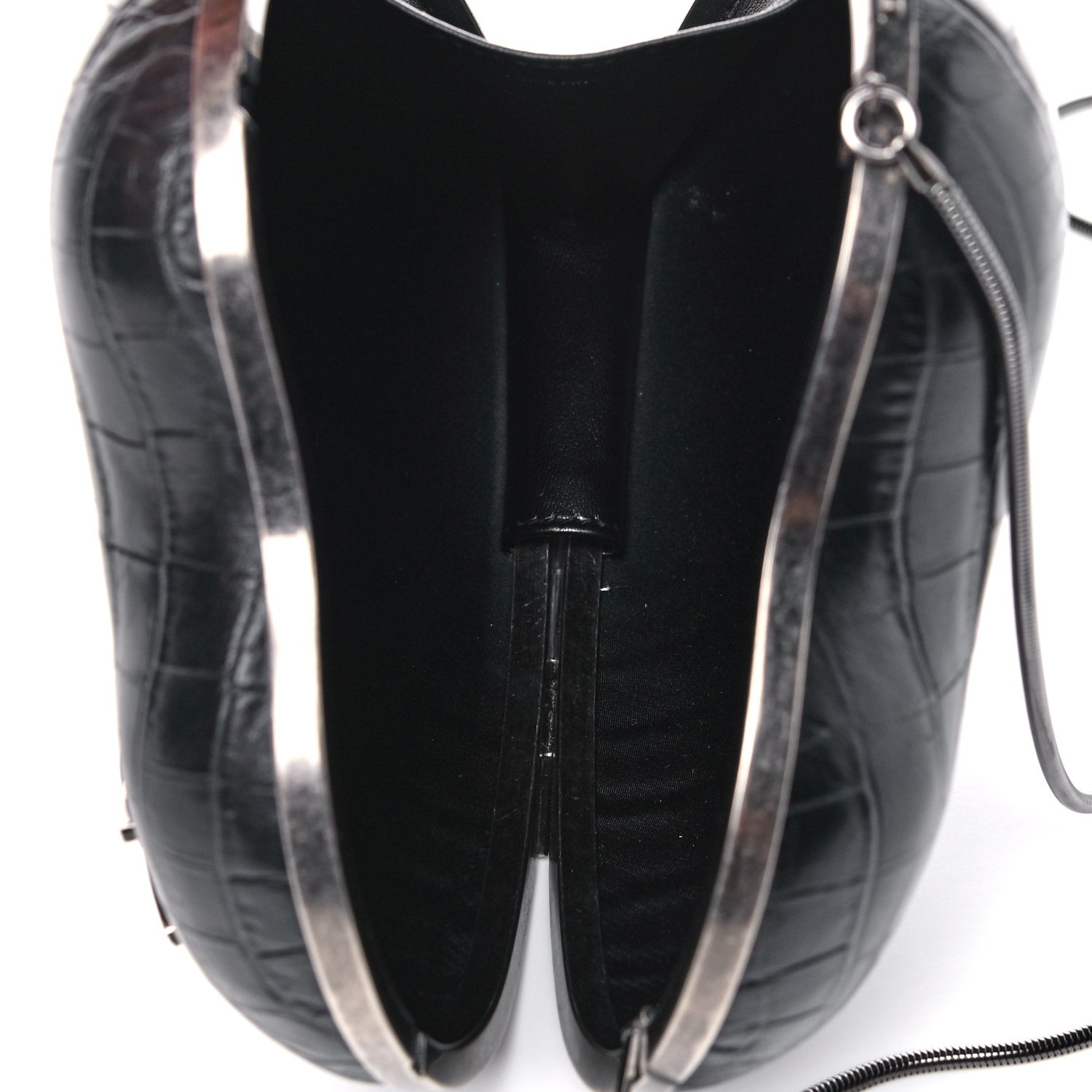 Saint Laurent Calfskin Crocodile Embossed Monogram Love Box Bag Black 5 of 13