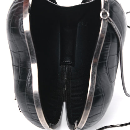 Saint Laurent Calfskin Crocodile Embossed Monogram Love Box Bag Black 5 of 13