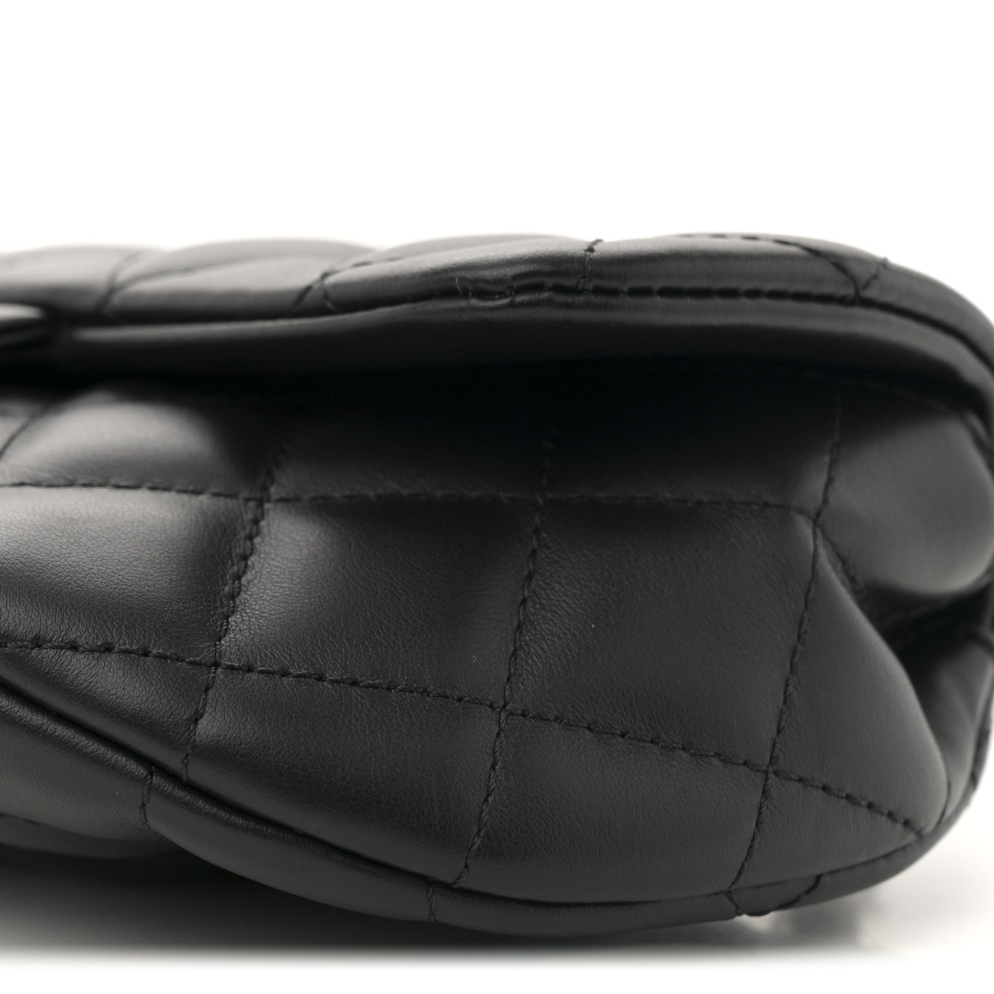 Calfskin Quilted CC Uniform Flap Belt Bag Black