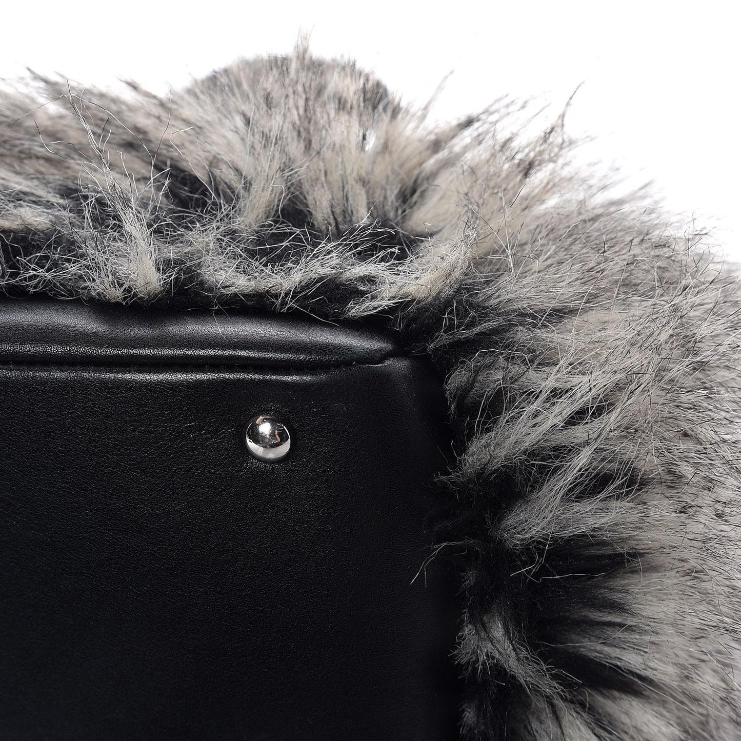 Calfskin Fantasy Fur Shopper Tote Black