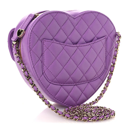 Chanel Lambskin Quilted CC In Love Heart Bag Purple 2 of 11