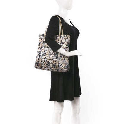 Chanel Nylon Cat Emoticon Tote Navy Gold 2 of 10